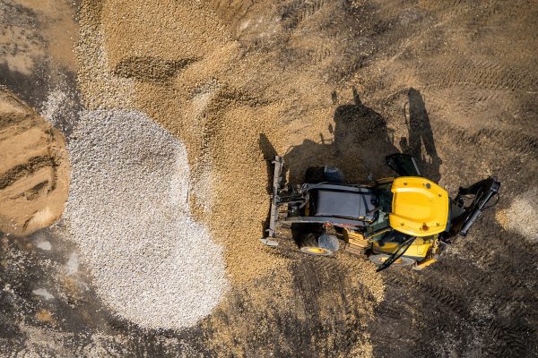 Wheeled loader at construction site